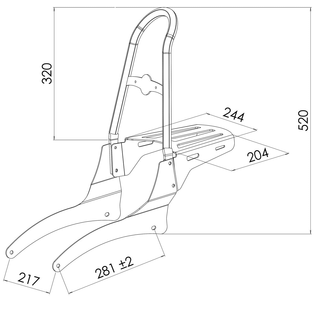 Sissy Bar CS M+Portbagaj Indian Scout / Sixty 15-23