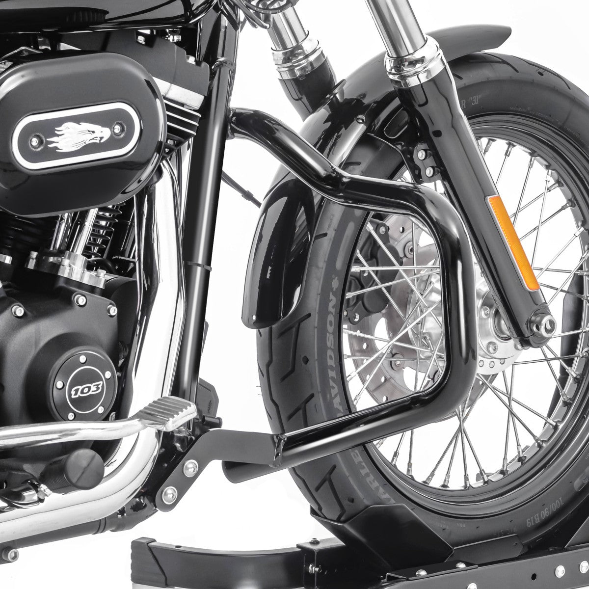 Crash bar tip Mustache pentru Harley Davidson Dyna - 2017, Negru Protectie motor