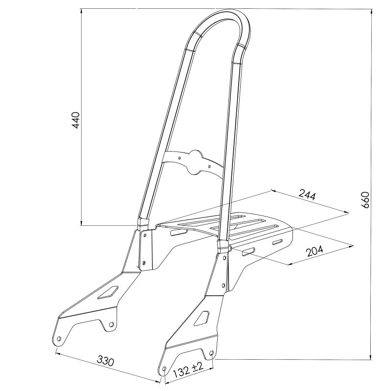 Sissy Bar CS XL+Portbagaj Yamaha XV 950/ R 14-20