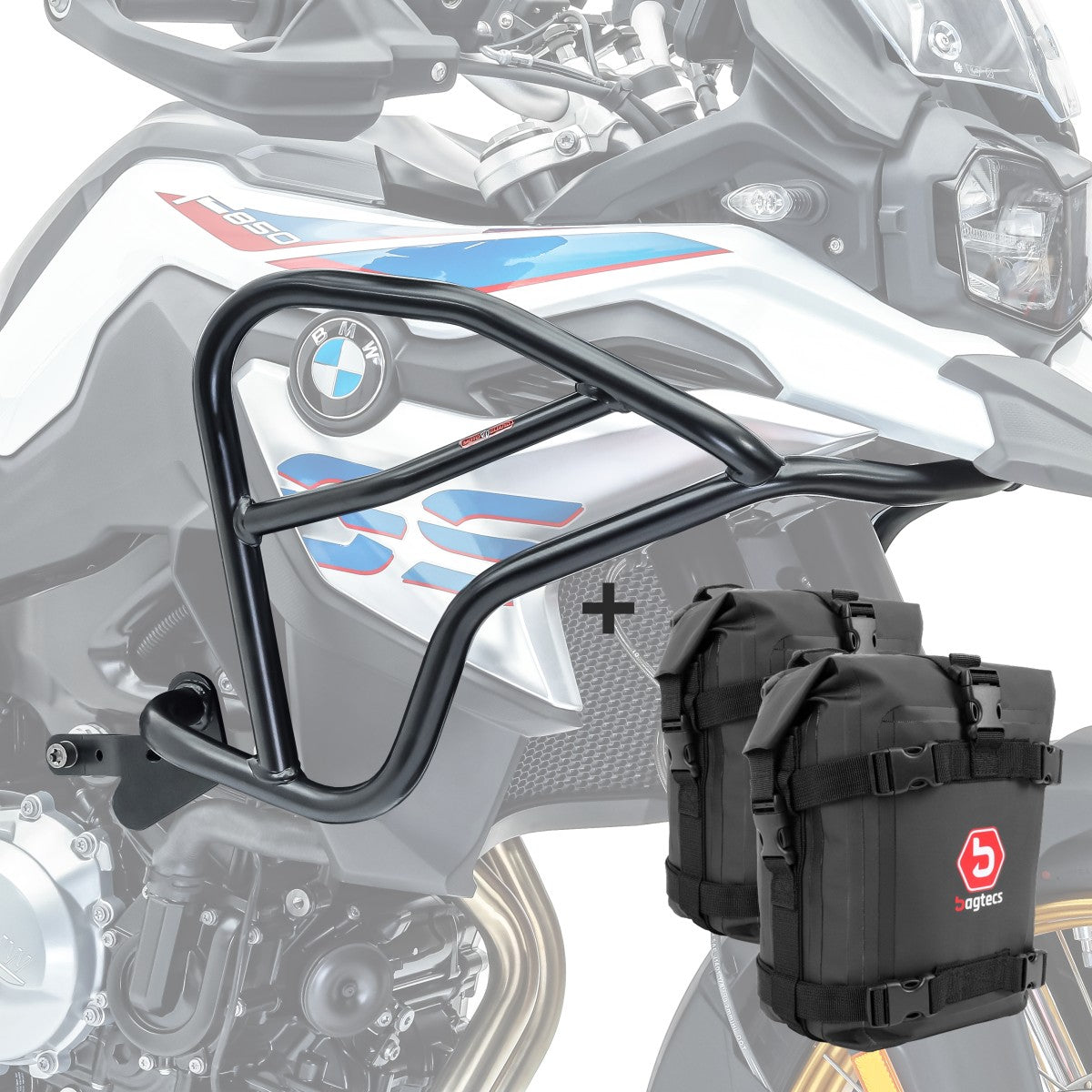 Set protectie motor + geanta pentru crashbar set pentru BMW F 850 GS / F 750 GS 18-21, Negru