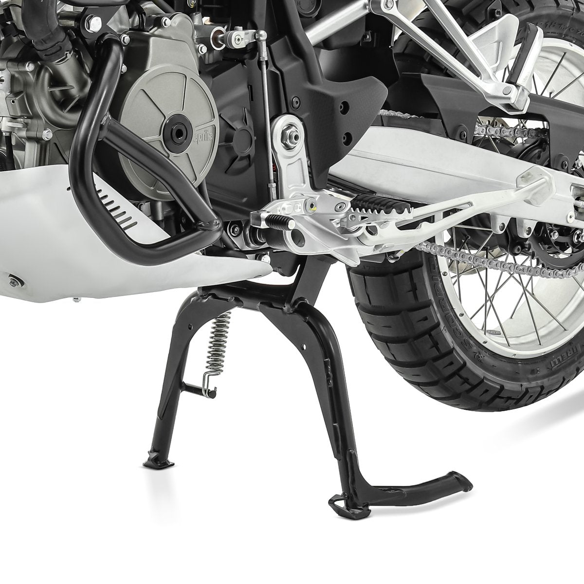 Cric central negru montat pe Aprilia Tuareg 660 2022