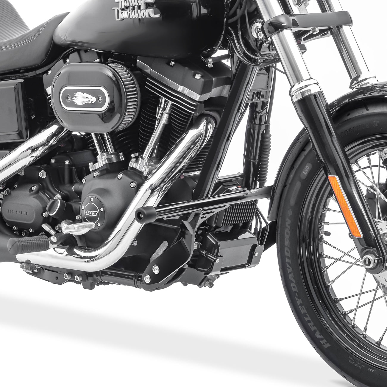 Crash bar pentru Harley Davidson Dyna 1990-2017, Partea de jos, Negru Protectie motor
