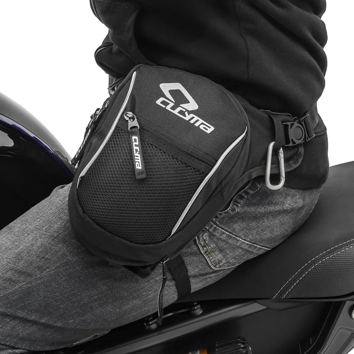 Geantă picior extensibilă Bagtecs LB5 pe motociclist în mers