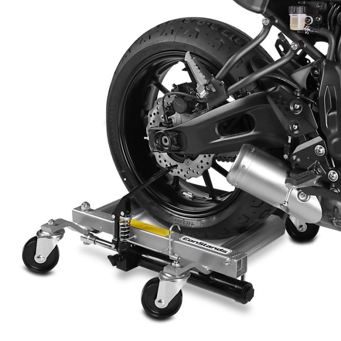 Dolly moto ConStands Heavy Duty, argintiu, pentru motociclete și scutere.