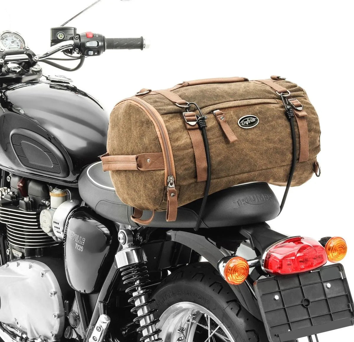 Geanta codita moto Vintage 25 L Canvas, rucsac, Roll bag Craftride, maro