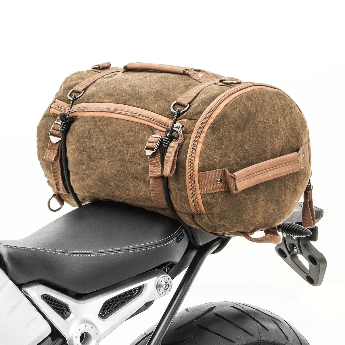 Geanta codita moto Vintage 25 L Canvas, rucsac, Roll bag Craftride, maro