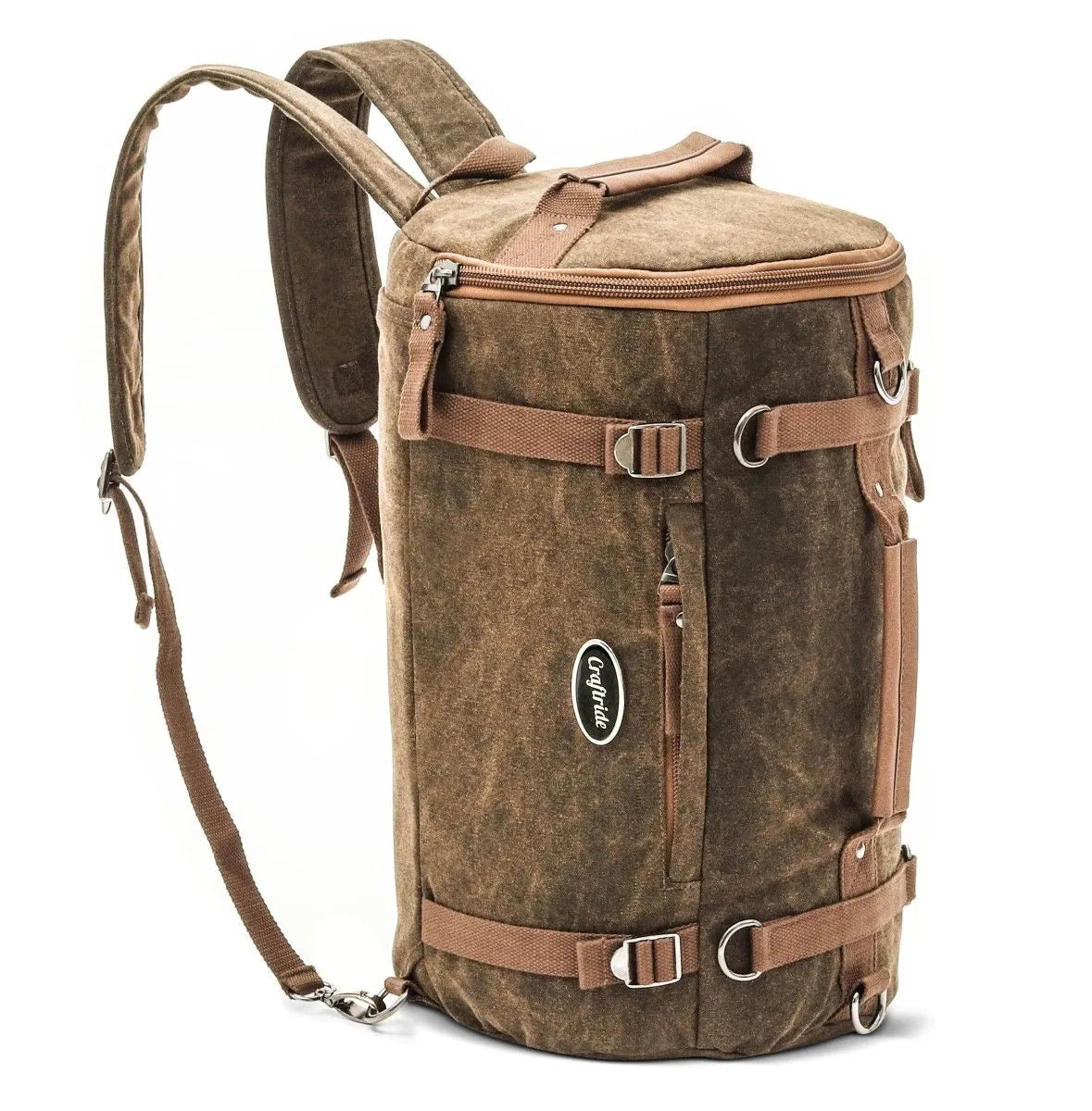 Geanta codita moto Vintage 25 L Canvas, rucsac, Roll bag Craftride, maro
