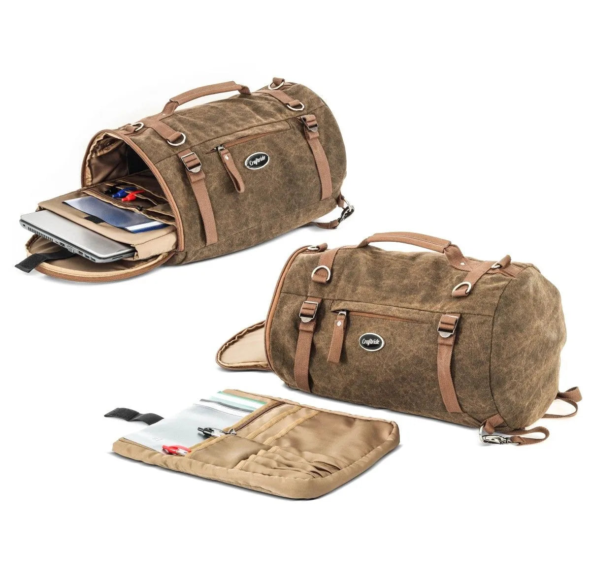 Geanta codita moto Vintage 25 L Canvas, rucsac, Roll bag Craftride, maro