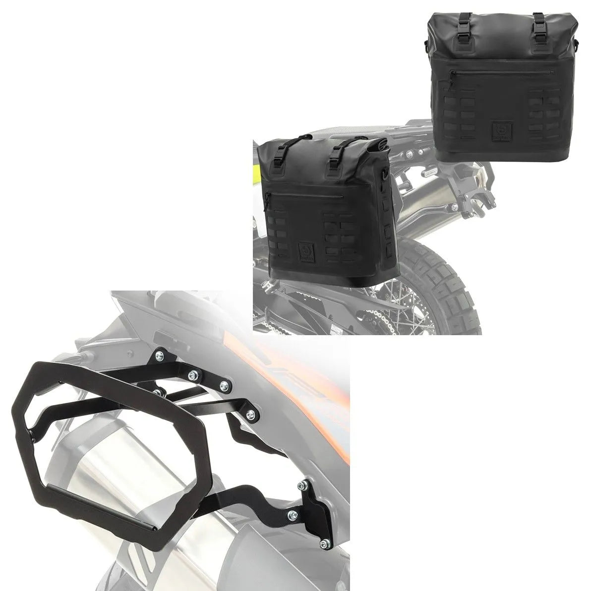 Set 2x genti laterale + suport, pentru KTM 1290 Super Adventure R / S 2017-2020, Negru