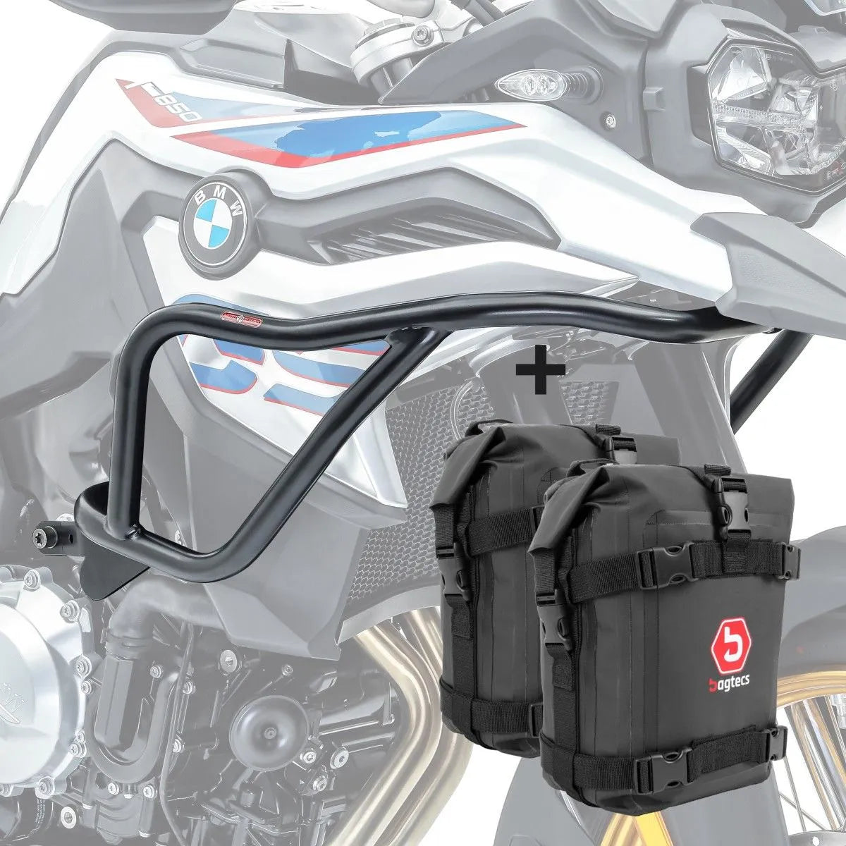 Set protectie motor + geanta pentru crashbar set pentru  BMW F 850 GS / F 750 GS 18-21, Negru