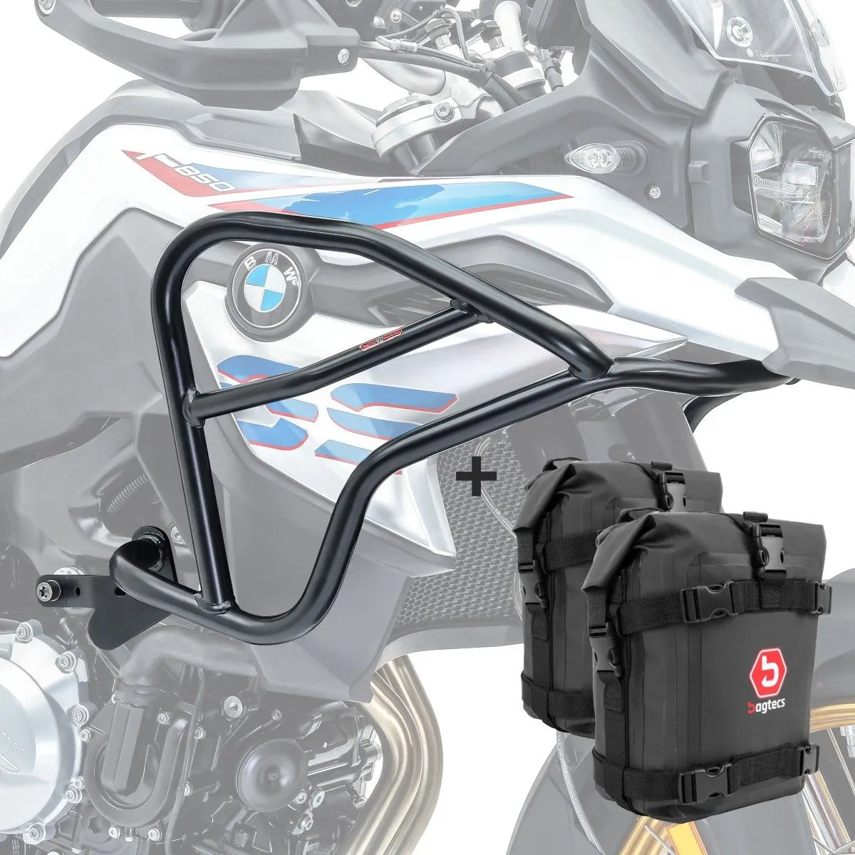 Set protectie motor + geanta pentru crashbar set pentru  BMW F 850 GS / F 750 GS 18-21, Negru