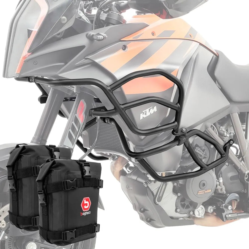 Set protectie motor + geanta pentru crashbar set pentru  KTM 1050 Adventure 15-16  , Negru