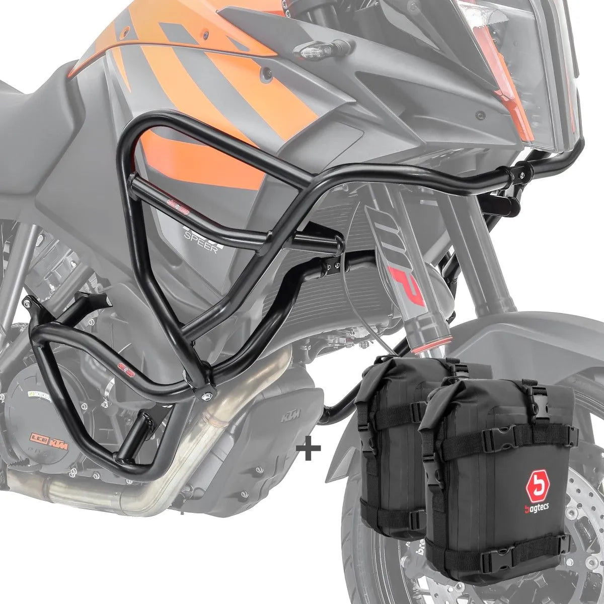 Set protectie motor + geanta pentru crashbar set pentru KTM 1050 Adventure 15-16 , Negru