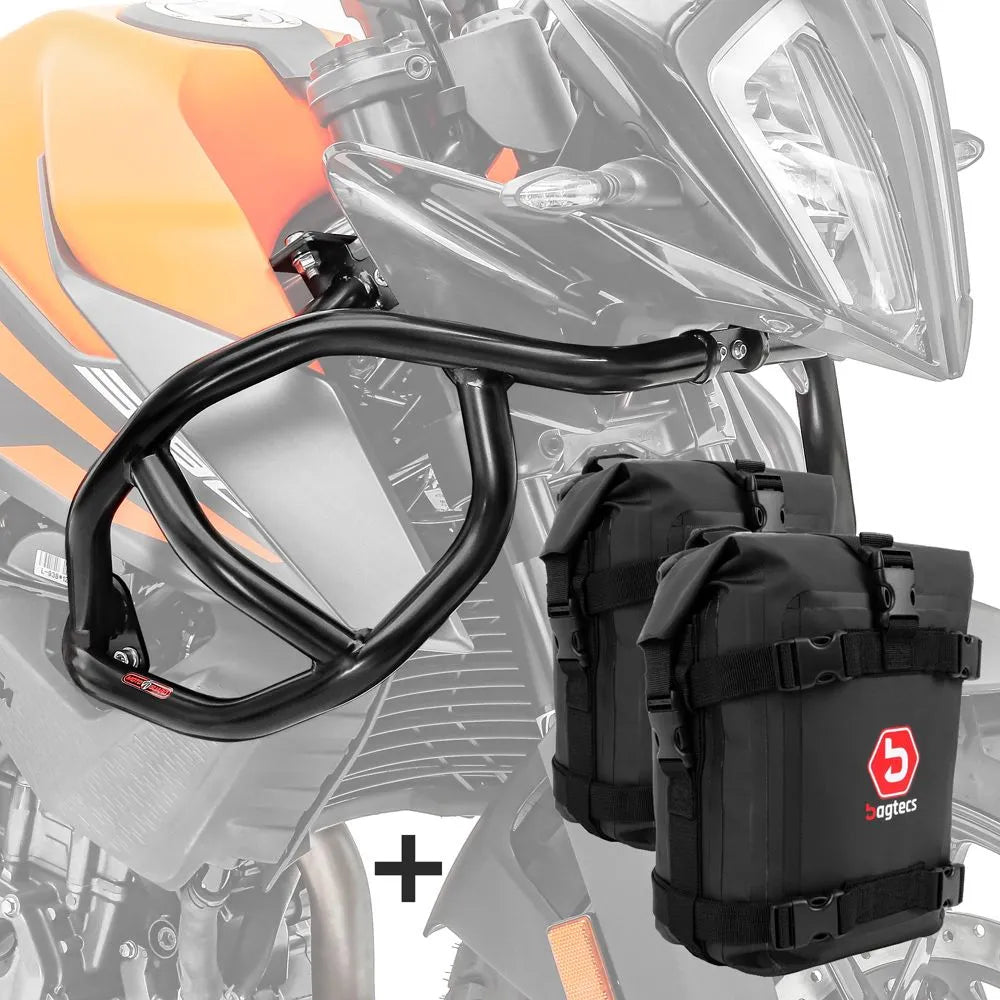 Set protectie motor + geanta pentru crashbar set pentru KTM 390 Adventure 20-24 , Negru