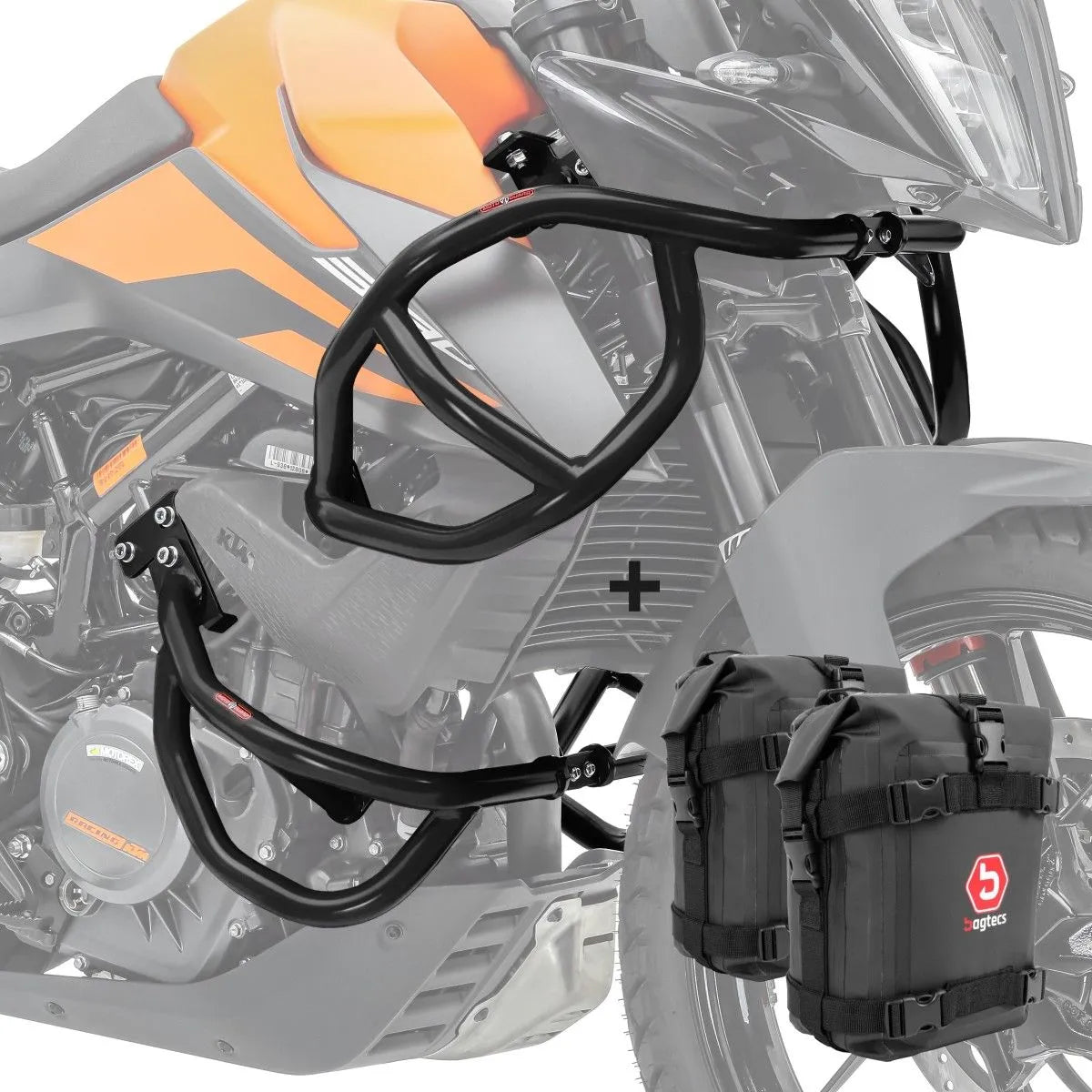 Set protectie motor + geanta pentru crashbar set pentru KTM 390 Adventure 20-24 , Negru
