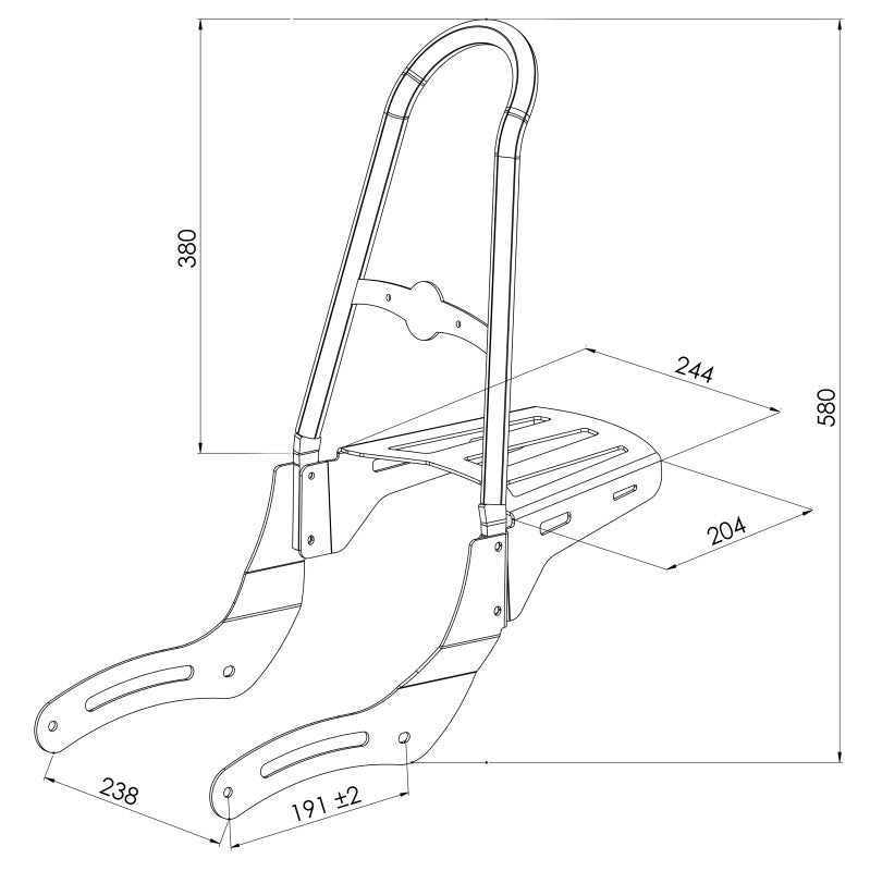 Sissy Bar CS L+Portbagaj Honda Rebel 500 17-23