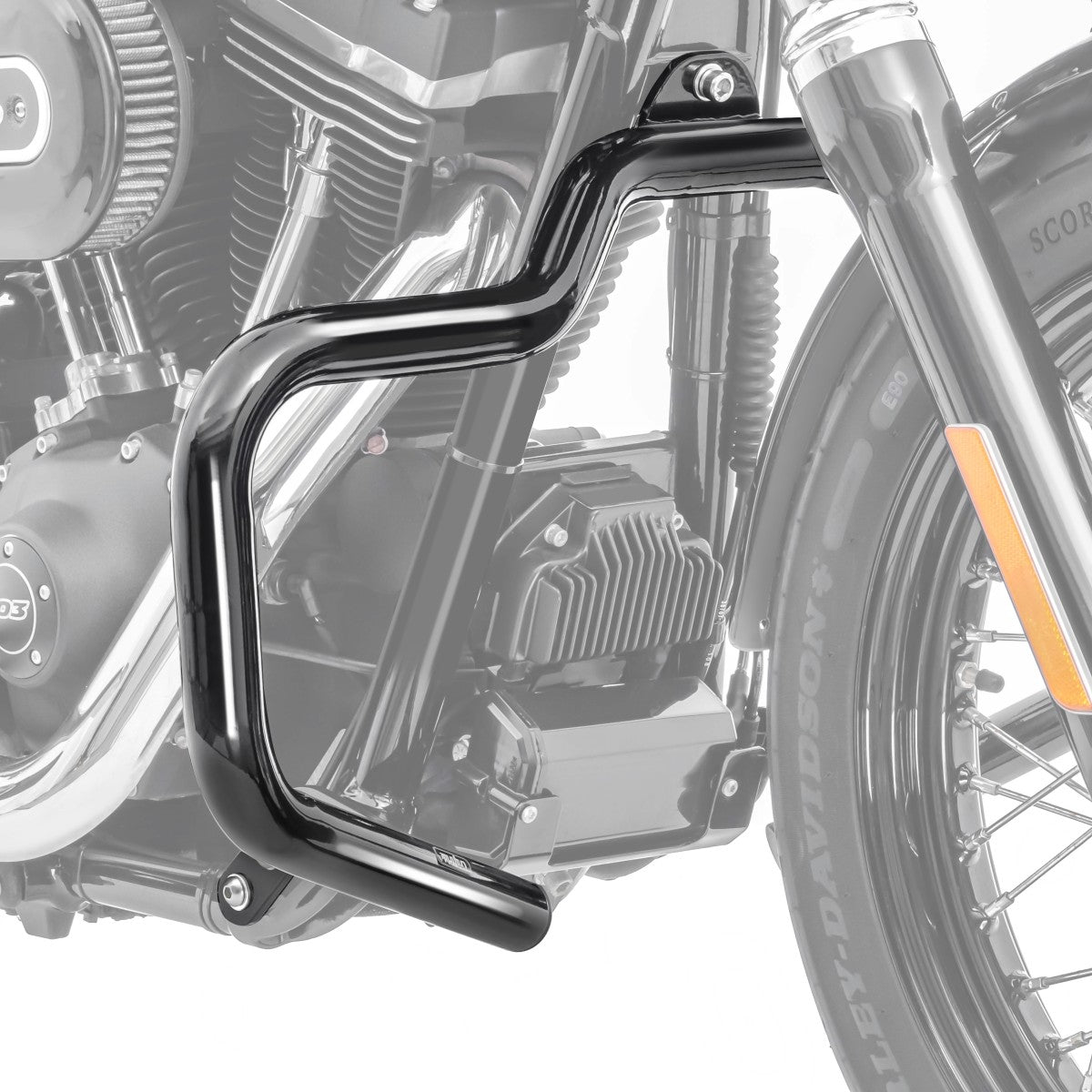 Crash bar tip Mustache pentru Harley Davidson Dyna - 2017, Negru Protectie motor