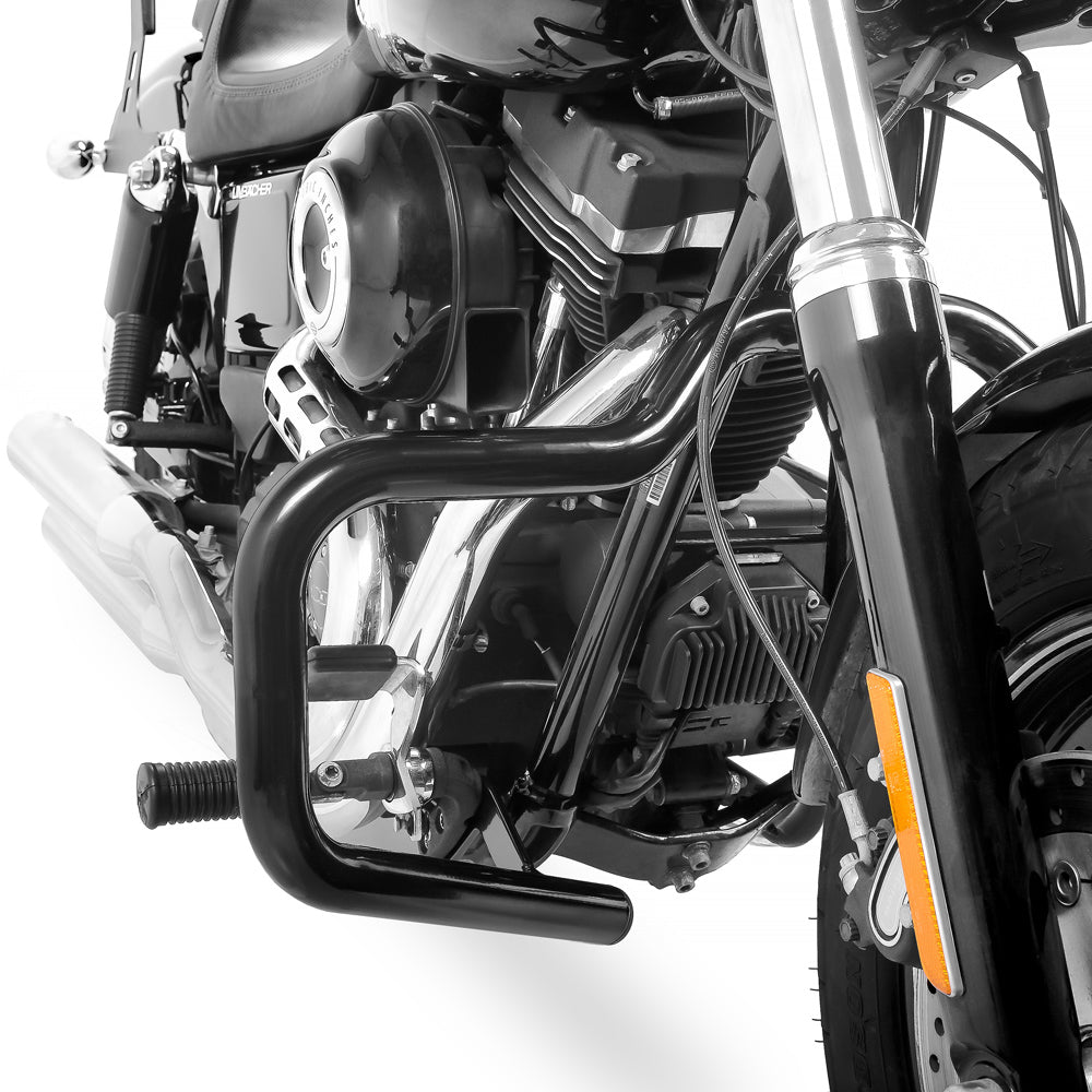 Crash bar tip Mustache pentru Harley Davidson Dyna - 2017, Negru Protectie motor
