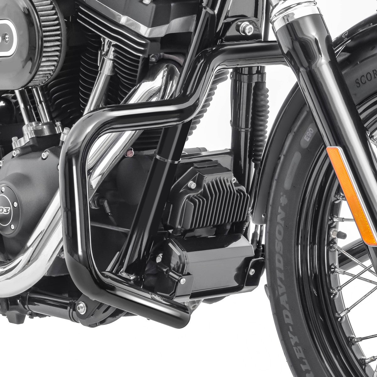 Crash bar tip Mustache pentru Harley Davidson Dyna - 2017, Negru Protectie motor