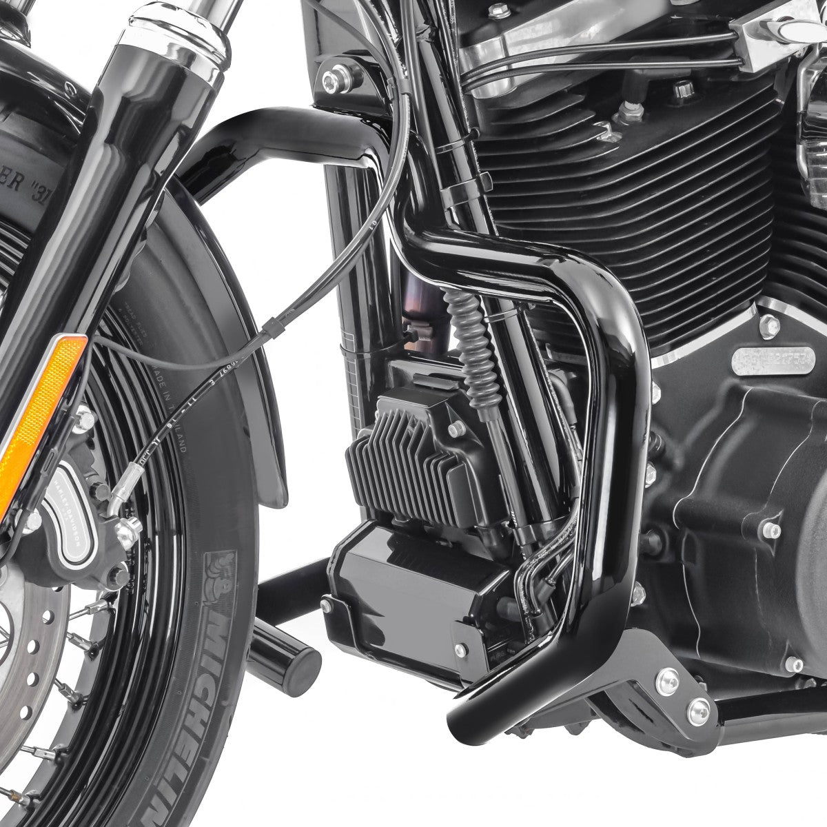 Crash bar tip Mustache pentru Harley Davidson Dyna - 2017, Negru Protectie motor