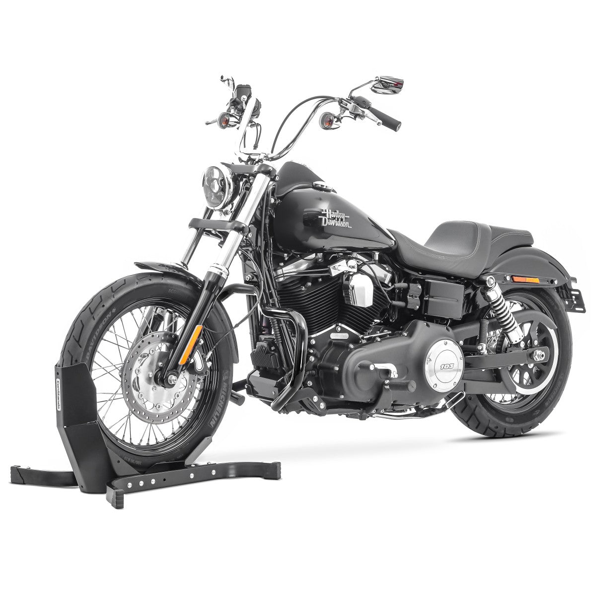 Crash bar tip Mustache pentru Harley Davidson Dyna - 2017, Negru Protectie motor