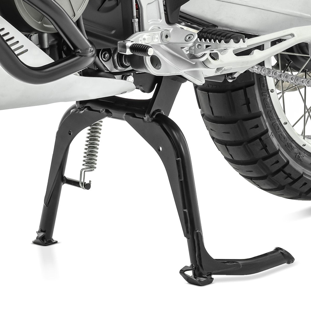 Cric central negru montat pe Aprilia Tuareg 660 2022