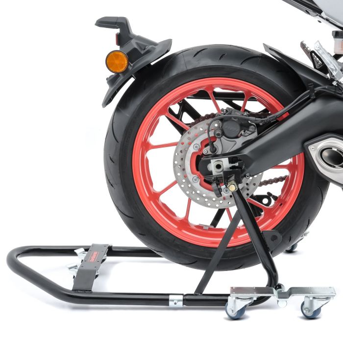Ridicare ușoară a motocicletei datorită brațului de pârghie optimizat.