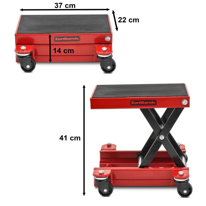 ConStands HR1 utilizat pentru ridicarea unei motociclete.