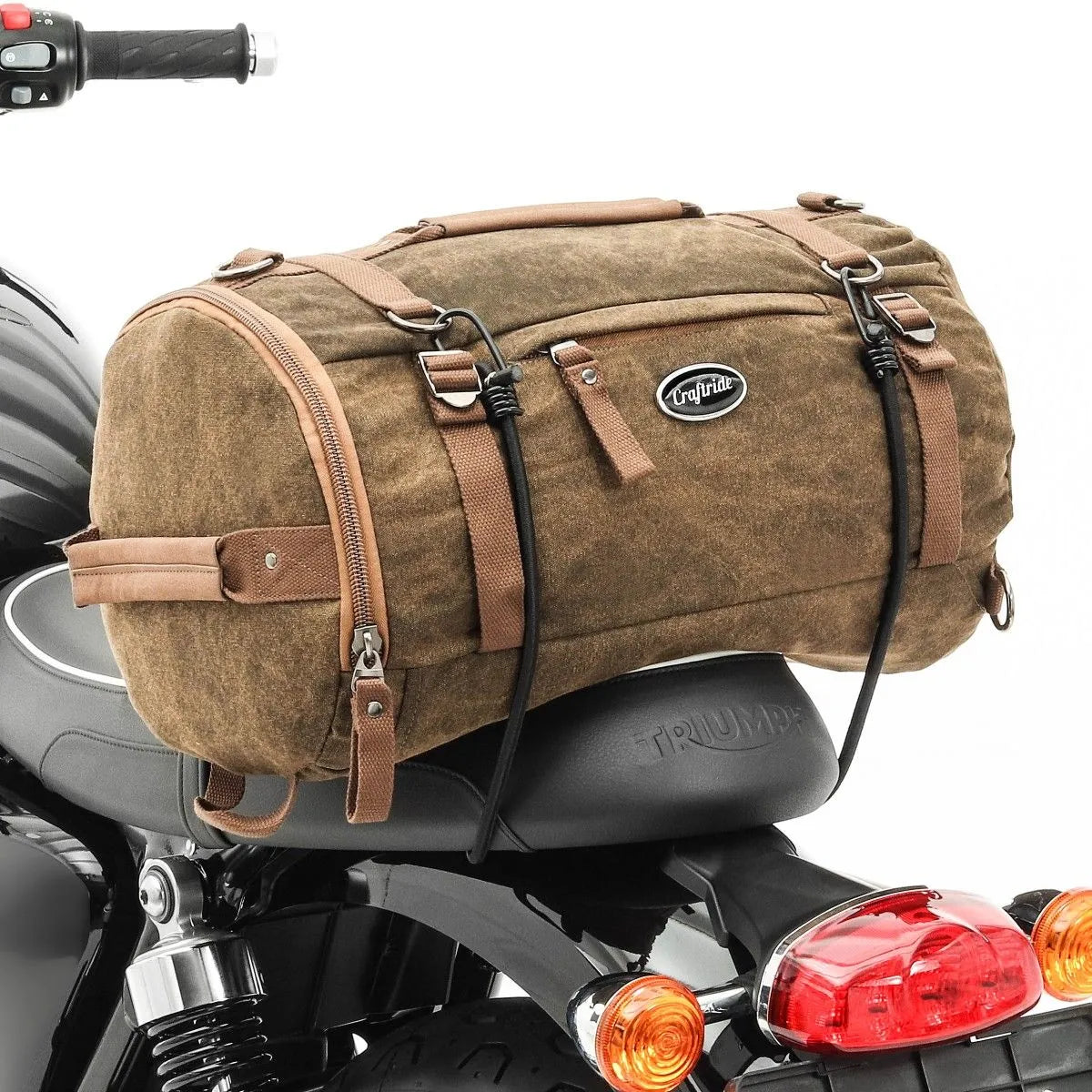 Geanta codita moto Vintage 25 L Canvas, rucsac, Roll bag Craftride, maro