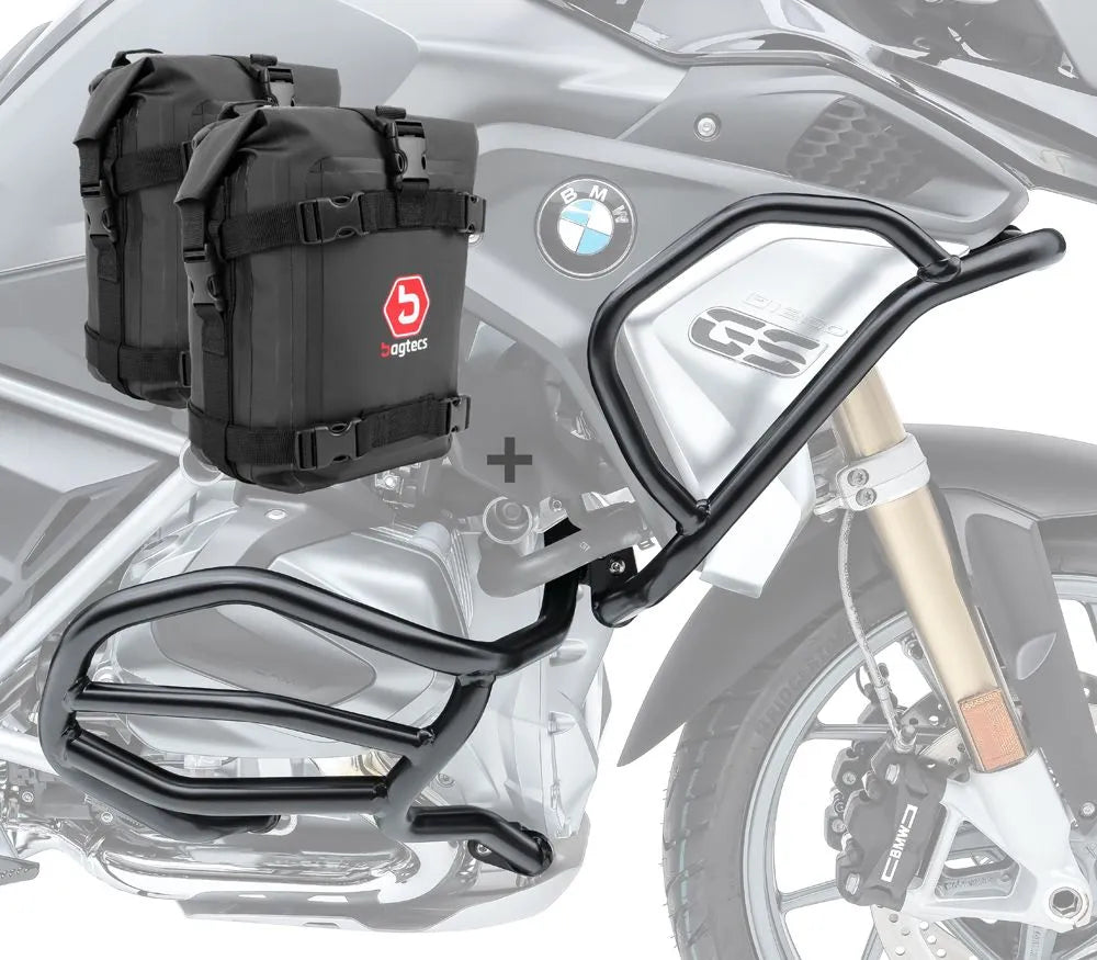 Set protectie motor + geanta pentru crashbar set pentru BMW R 1200 GS Rallye 17-18 , Negru
