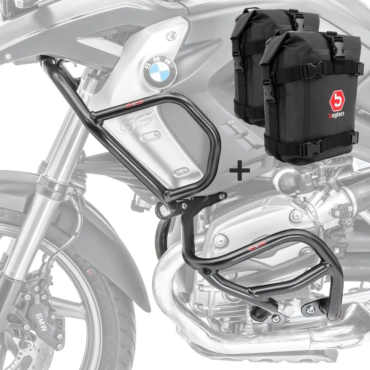 Set protectie motor + geanta pentru crashbar set pentru BMW R 1200 GS 08-12, Negru