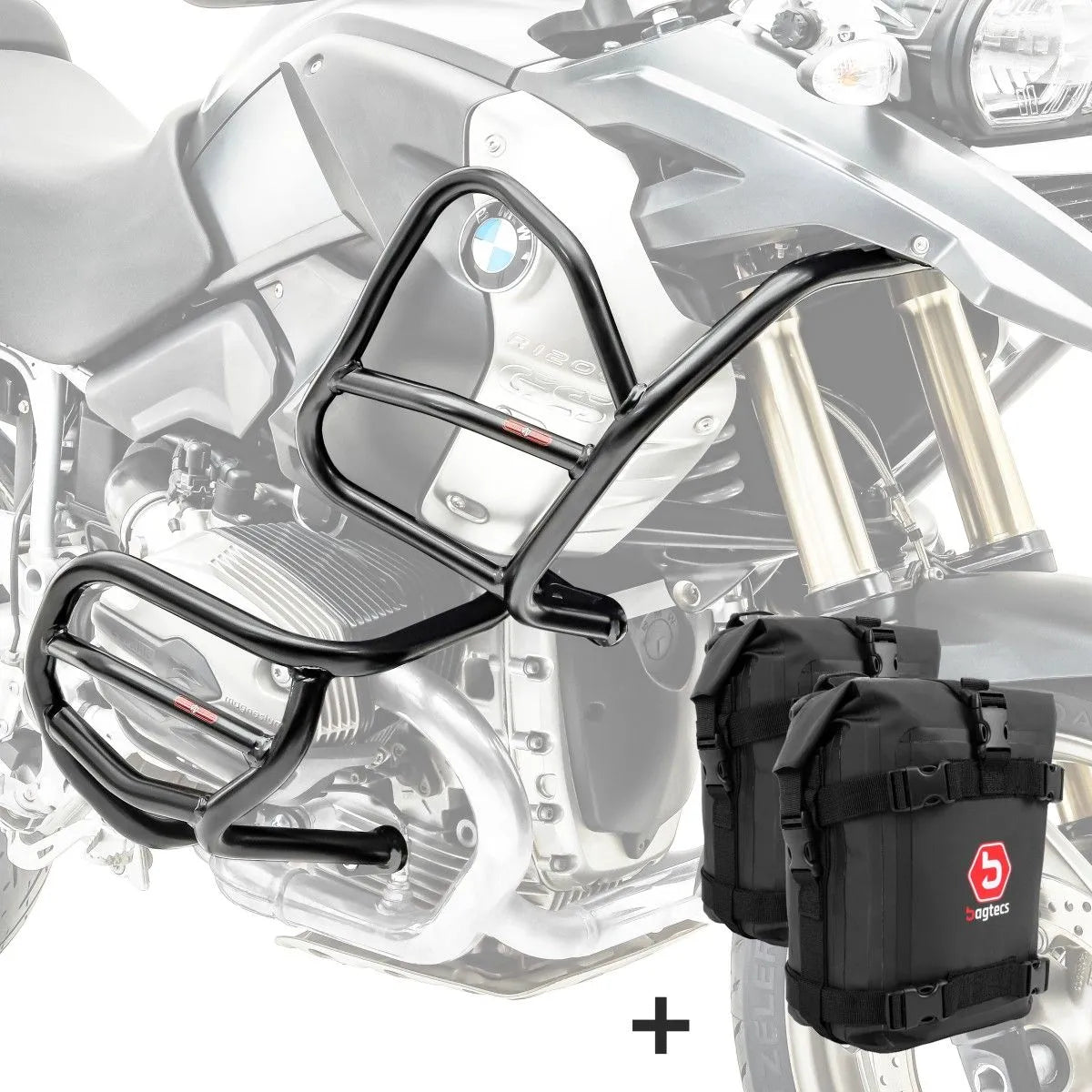Set protectie motor + geanta pentru crashbar set pentru BMW R 1200 GS 08-12, Negru